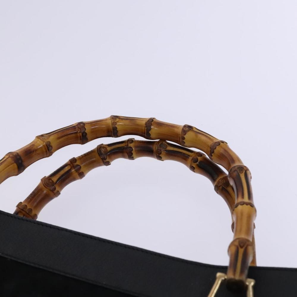 GUCCI Bamboo Hand Bag Suede Leather Black Gold 002 1186 0259 Auth ep7761 - Picture 8 of 16